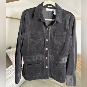 Jones Sport Black Corduroy Jacket Womens L Whimsygoth Dark Academia Coat Blazer